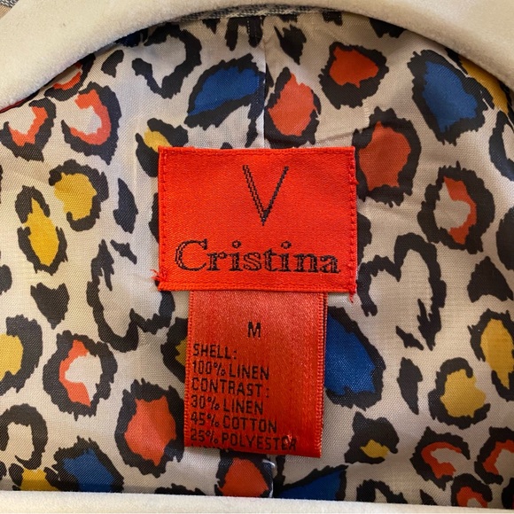 V Christina Boho Linen Jacket 70’s Fringe Prairie Lagenlook Artsy Grannie M, Y2K - Picture 6 of 10